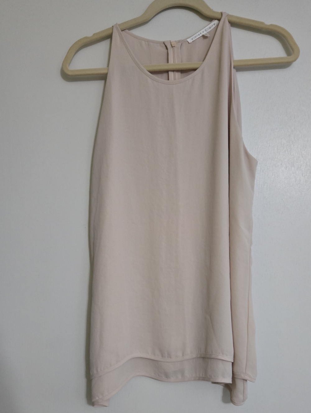 Violet & Claire Soft Cream Layered-Hem Sleeveless Camisole